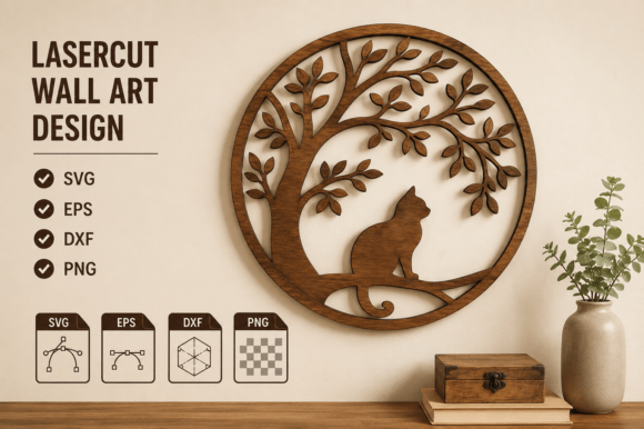 Download Wooden Cat Wall Art SVG, Laser Cut Files - Files Collection